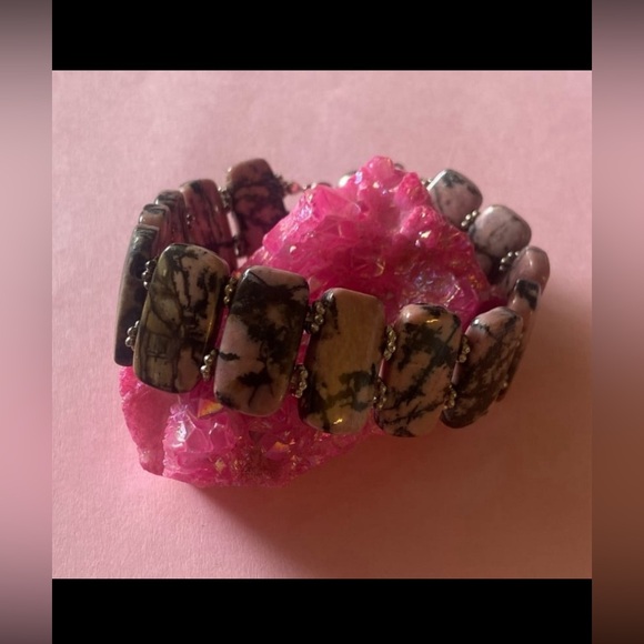 Jewelry - Pink Rhodonite Bracelet w/ Magnetic Clasp #7283